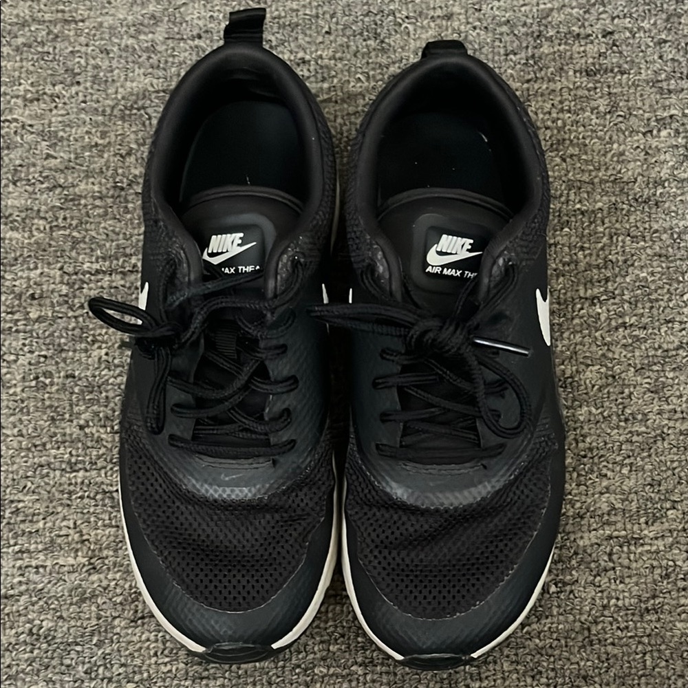 Women’s Nike Air Max Thea Black and White Athletic Shoes with Mesh Upper